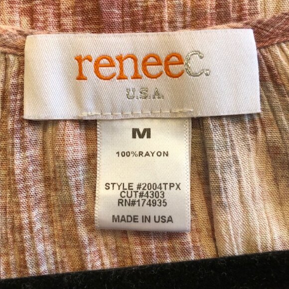 Renee C. Size M Women’s Top Burgundy, Mauve, Tan and Gray 3/4 Sleeve Boho Loose - Picture 7 of 7